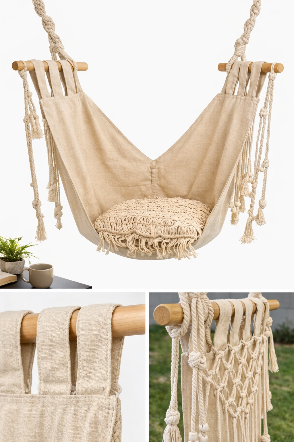 Hammock Swing with Macramé Detail